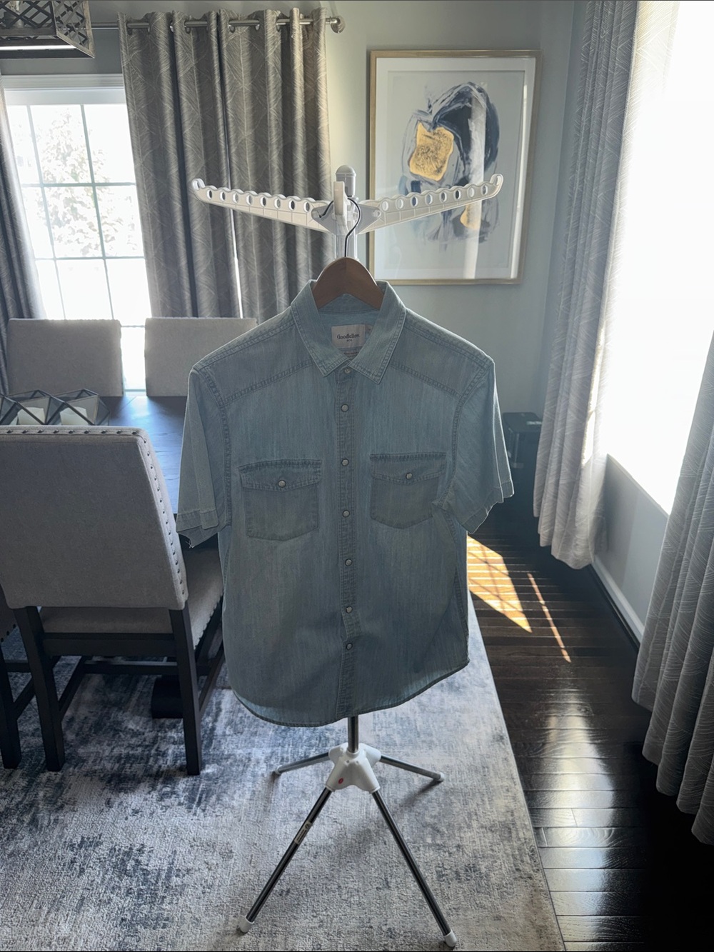 Goodfellow & Co Light Blue Short-Sleeve Denim Button-Down Shirt